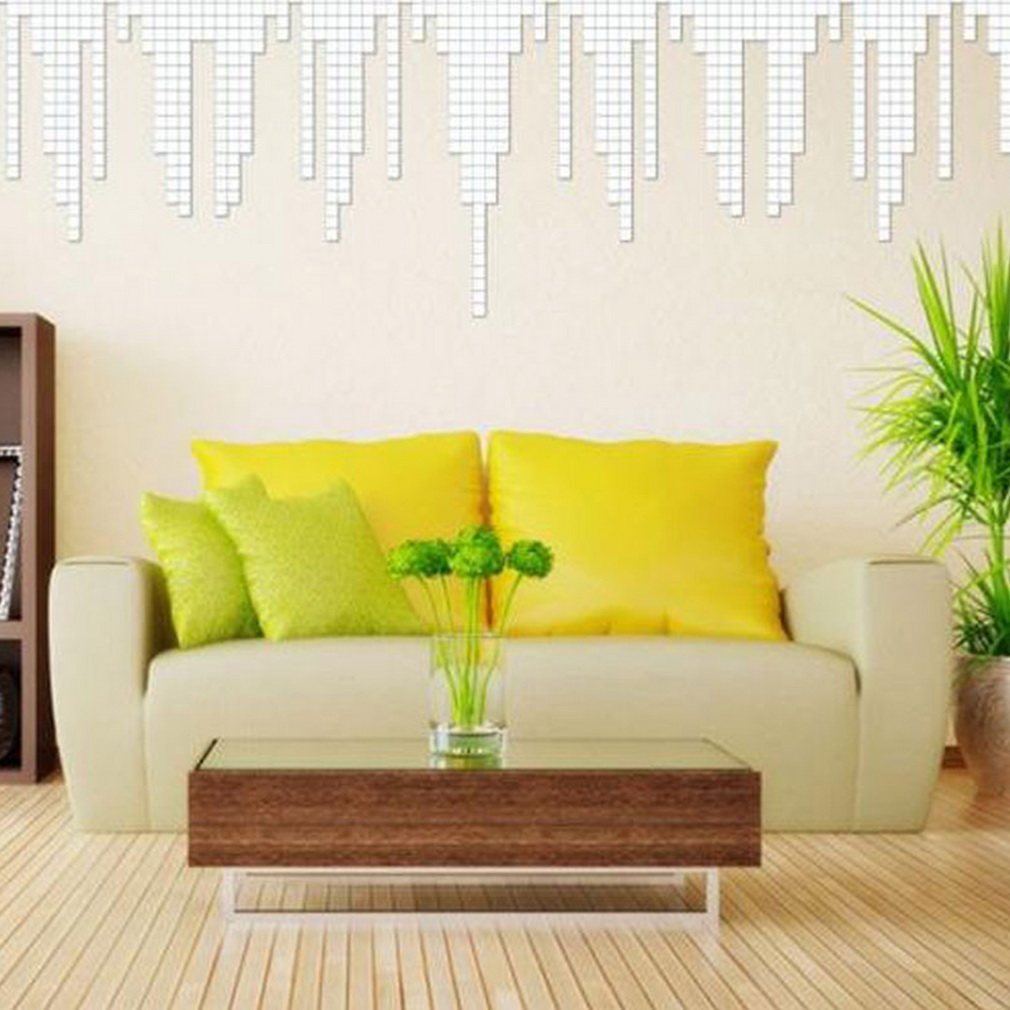 Allwin 100 piece mirror tile wall sticker 3d decal mosaic room ...